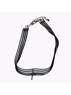Elegant Black Lace Silver Tone Cross Choker Necklace Religious Spiritual Jewelry